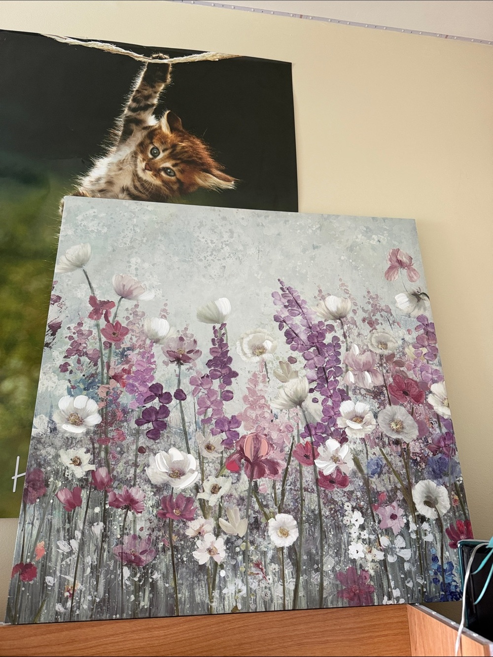 Botanical Blossom Canvas Art - Purple and White
